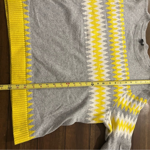 Talbots Plus Chevron Fair Isle Crewneck Sweater Gray Yellow Plus Size 3X - Picture 5 of 9